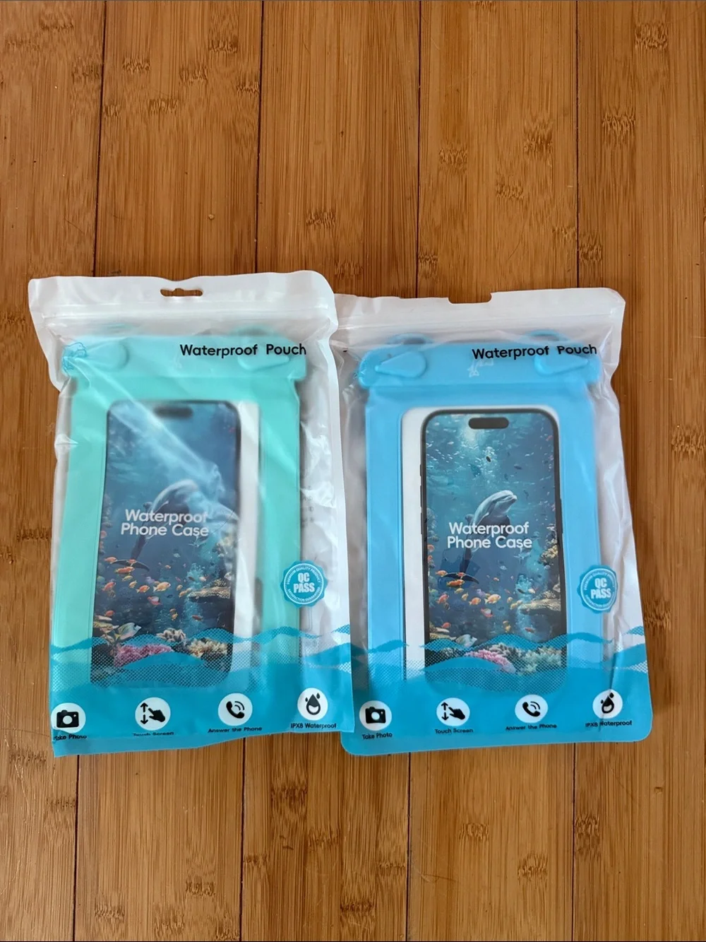 Universal Waterproof Phone Pouch - Blue/Turquoise (2 Pack)